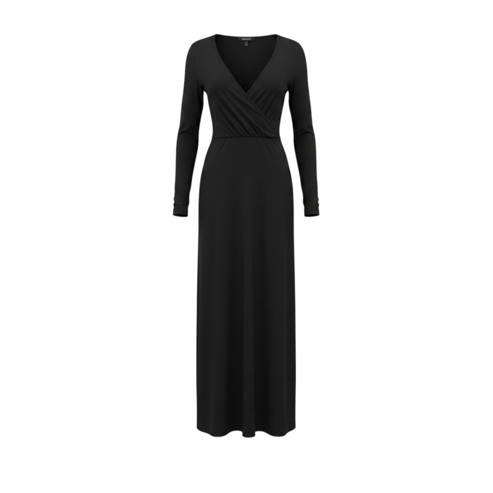Express‎ Black Long Sleeve Maxi Dress XS Open Back Casual Cocktail Party Elegant
